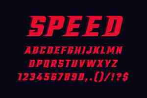 Free vector realistic racing font with alphabet