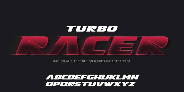 Realistic racing font with alphabet Free Vector