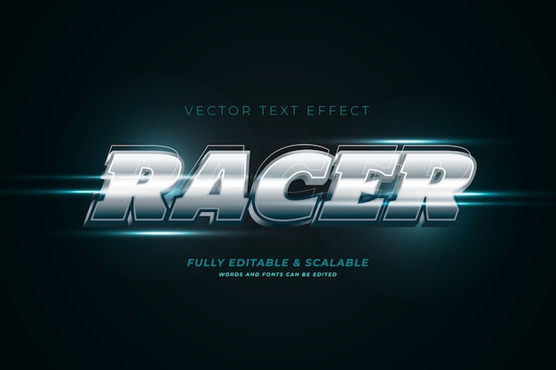 Realistic racing text effect Free Vector