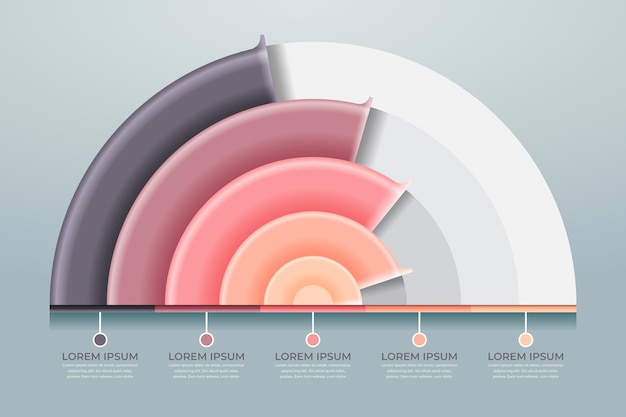 Vettore gratuito realistico concetto di infografica radiale
