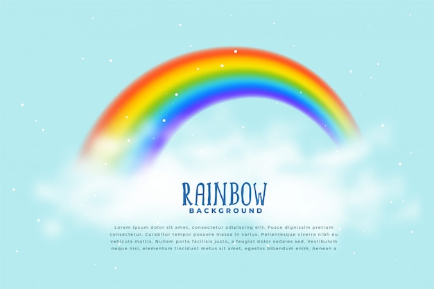 Free vector realistic rainbow and clouds background