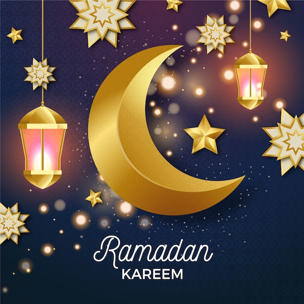 Vettore gratuito realistico concetto di sfondo ramadan