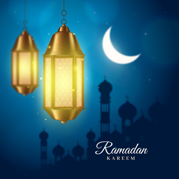 Realistic ramadan background concept
