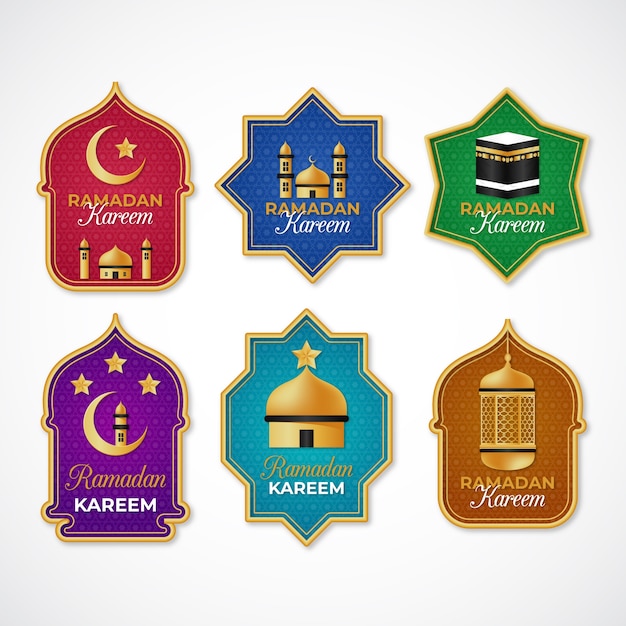 Realistic ramadan badge collection