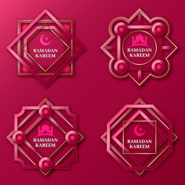 Realistic ramadan badge collection