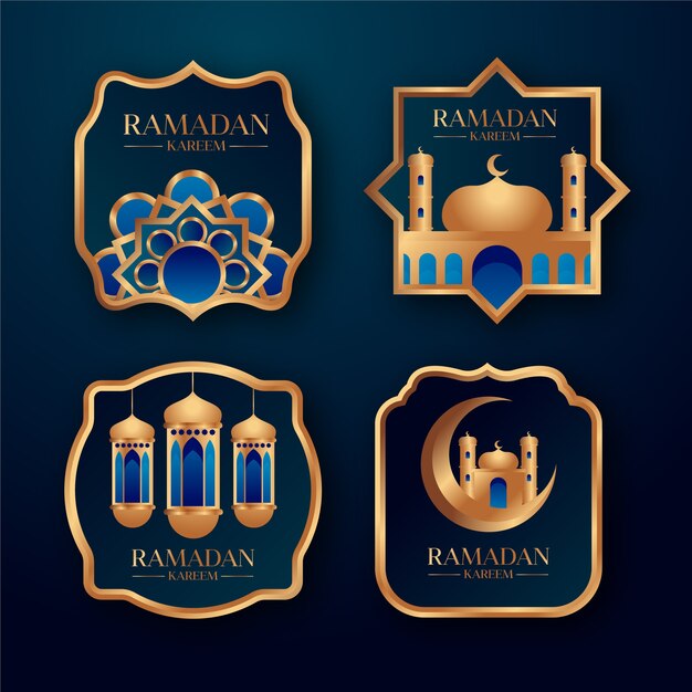 Realistic ramadan badge collection