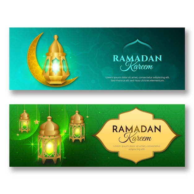 Realistic ramadan banners