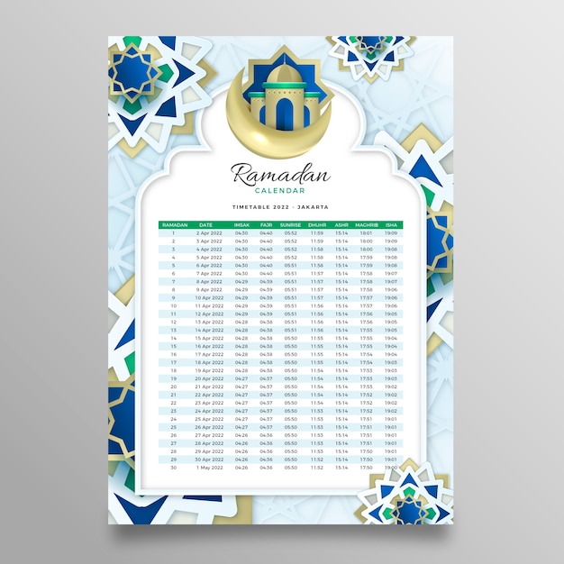 Free vector realistic ramadan calendar template