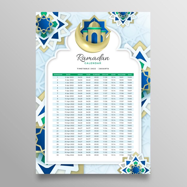 Realistic ramadan calendar template