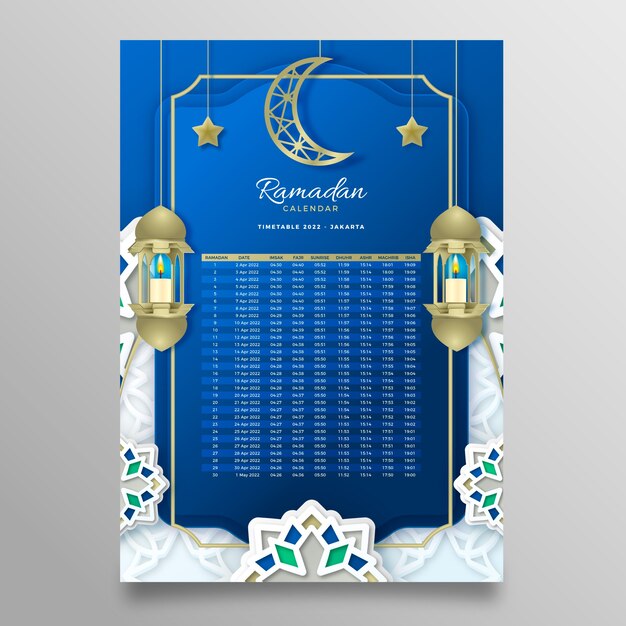 Realistic ramadan calendar template
