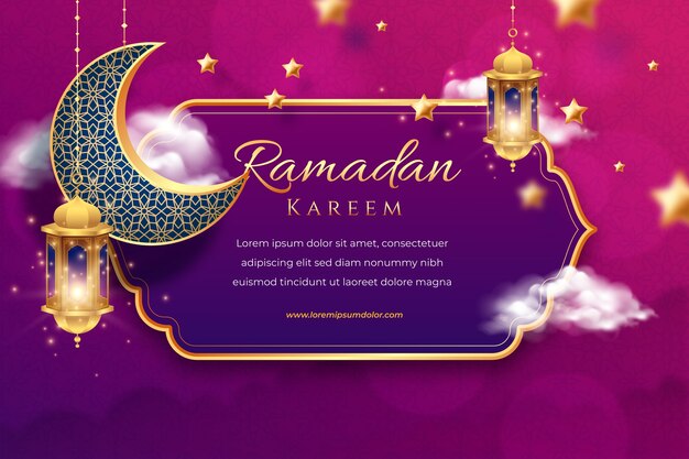 Realistic ramadan celebration background