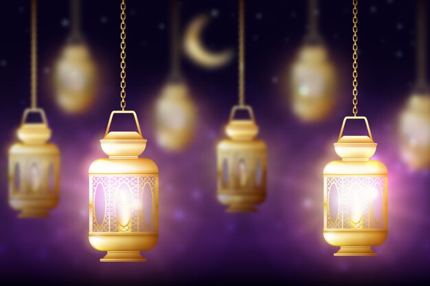 Realistic ramadan celebration concept