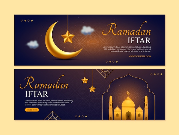 Realistic ramadan celebration horizontal banner template