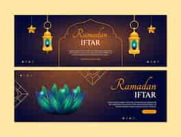 Free vector realistic ramadan celebration horizontal banner template