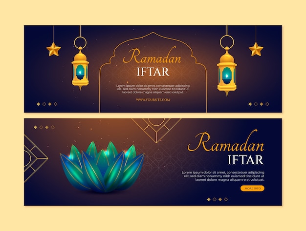 Realistic ramadan celebration horizontal banner template
