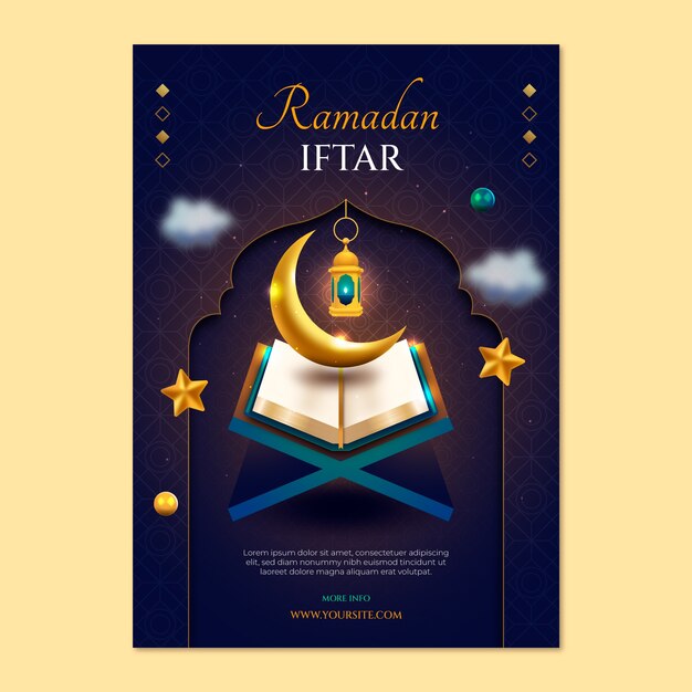 Realistic ramadan celebration vertical poster template