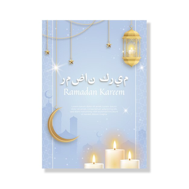 Realistic ramadan greeting card template
