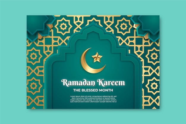 Vettore gratuito modello realistico di biglietto di auguri ramadan