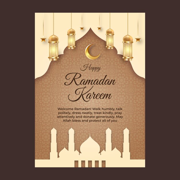 Realistic ramadan greeting card template