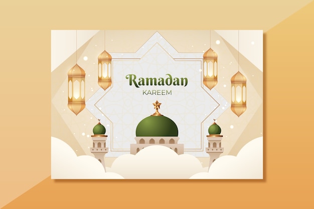 Бесплатное векторное изображение Реалистичный шаблон поздравительной открытки рамадан