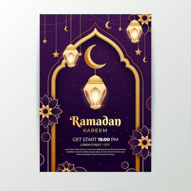 Vettore gratuito modello realistico di biglietto di auguri ramadan