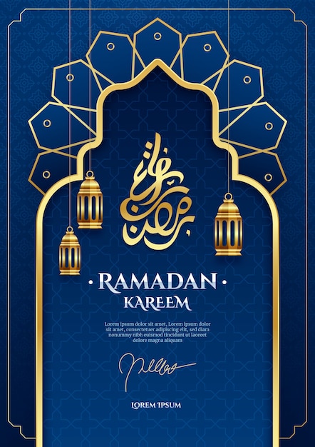 Modello realistico di biglietto di auguri ramadan