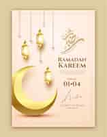 Free vector realistic ramadan greeting card template