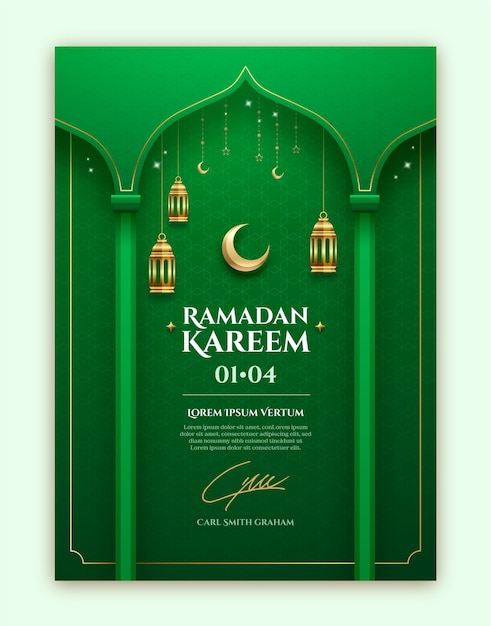 Vettore gratuito modello realistico di biglietto di auguri ramadan