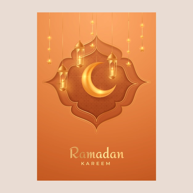 Vettore gratuito biglietto di auguri ramadan realistico