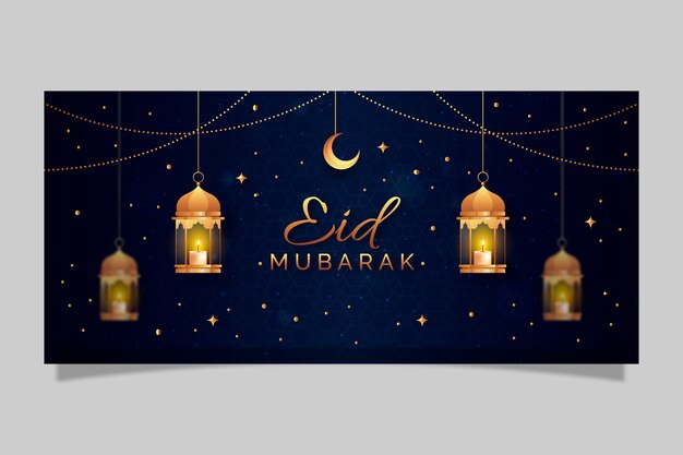 Realistic ramadan horizontal banner template