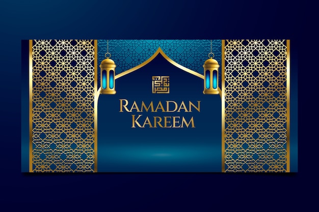 Realistic ramadan horizontal banner template