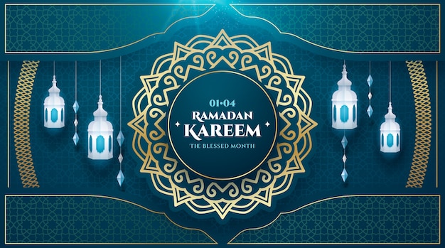 Бесплатное векторное изображение Реалистичный шаблон горизонтального баннера рамадана