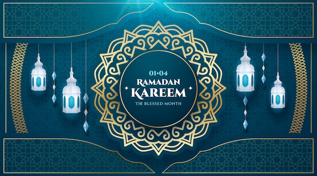 Realistic ramadan horizontal banner template