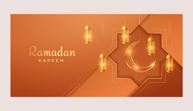 Banner orizzontale realistico del ramadan