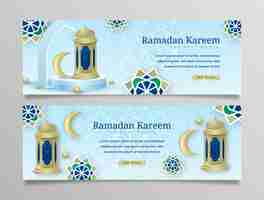 Free vector realistic ramadan horizontal banners set