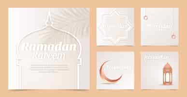 Free vector realistic ramadan ig post collection