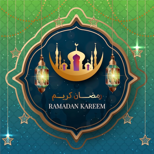 Realistic ramadan illustration Premium Vector
