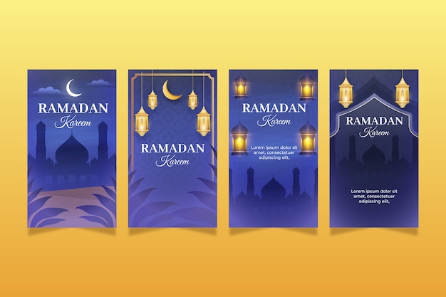 Vettore gratuito collezione di storie di instagram ramadan realistiche