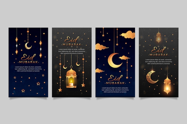 Free vector realistic ramadan instagram stories collection