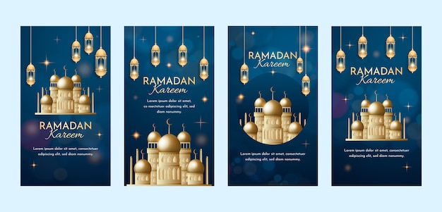 Vettore gratuito collezione di storie di instagram ramadan realistiche