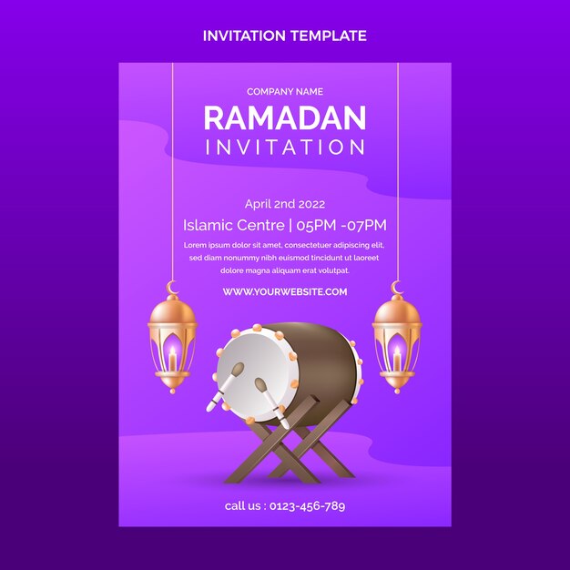 Vettore gratuito modello di invito ramadan realistico