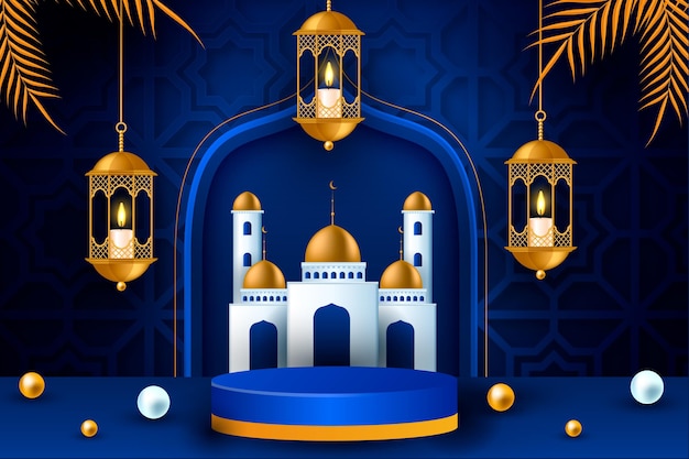 Vettore gratuito sfondo realistico di ramadan kareem