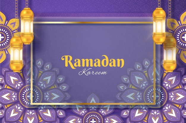 Vettore gratuito sfondo realistico di ramadan kareem