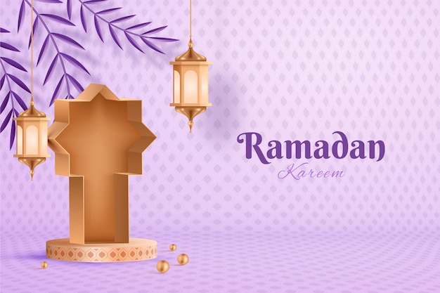 Vettore gratuito sfondo realistico di ramadan kareem