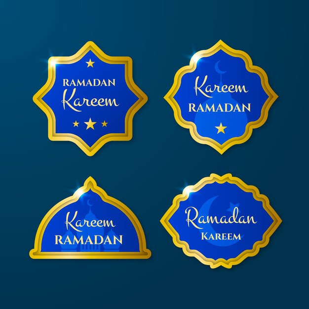 Realistic ramadan kareem label collection