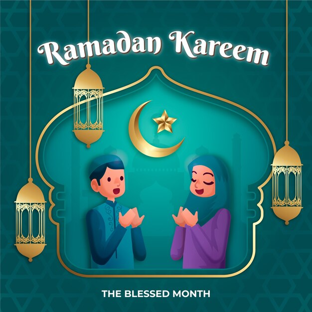 Realistic ramadan kids illustration