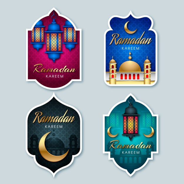 Realistic ramadan label collection