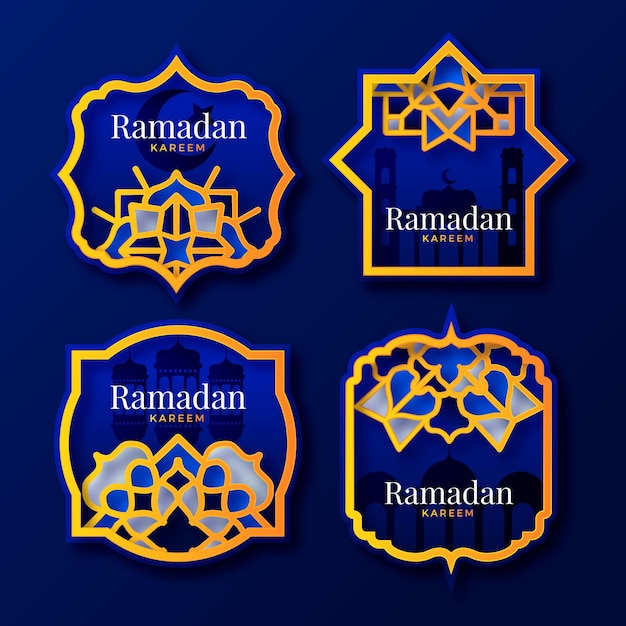 Vettore gratuito collezione di etichette realistiche del ramadan