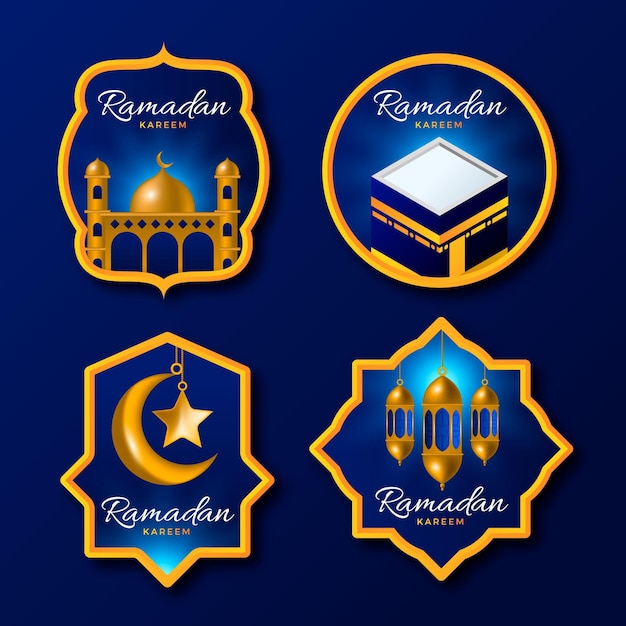 Vettore gratuito collezione di etichette realistiche del ramadan