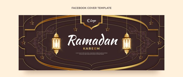 Vettore gratuito modello realistico di copertina dei social media del ramadan